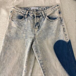 Angel Kiss Women's Cream and Blue Straight Leg Jeans